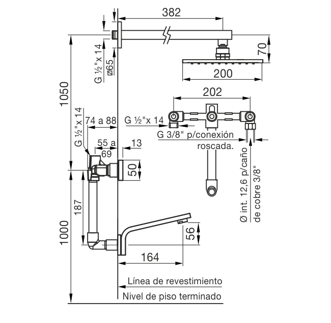 Grifería Ducha Con Transferencia Fv Chaltén 0103/H4 CR Cromo