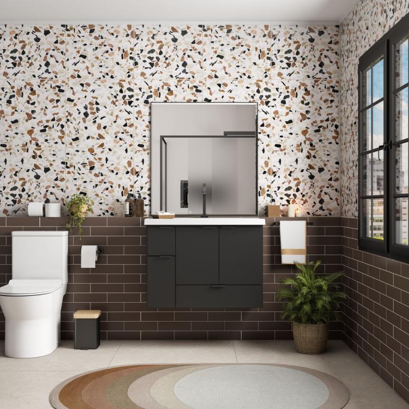 Vanitory Mueble Para Baño Colgante Cozimax Orquidea 80 Negro