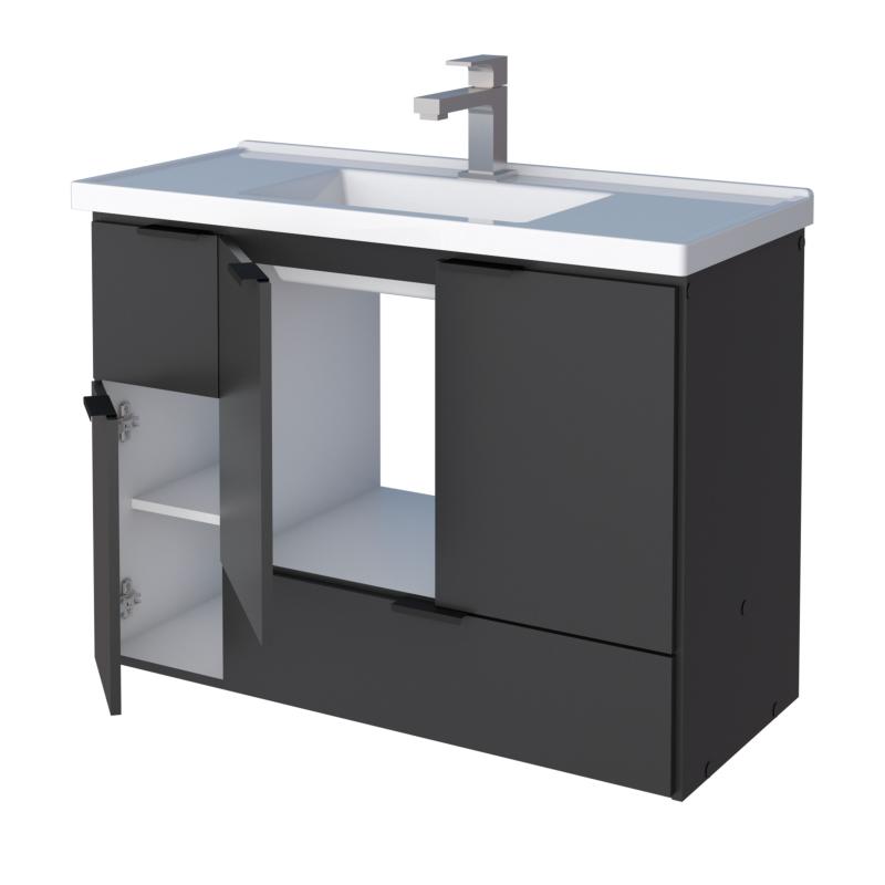 Vanitory Mueble Para Baño Colgante Cozimax Orquidea 80 Negro