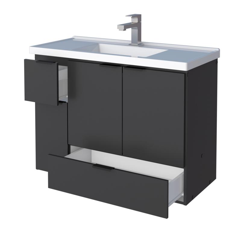 Vanitory Mueble Para Baño Colgante Cozimax Orquidea 80 Negro