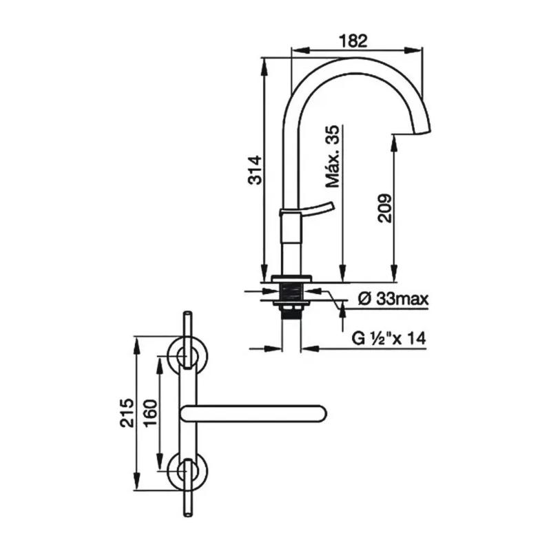 Grifería Mesada Cocina Pico Alto Movil Fv Libby 428/39 Cromo