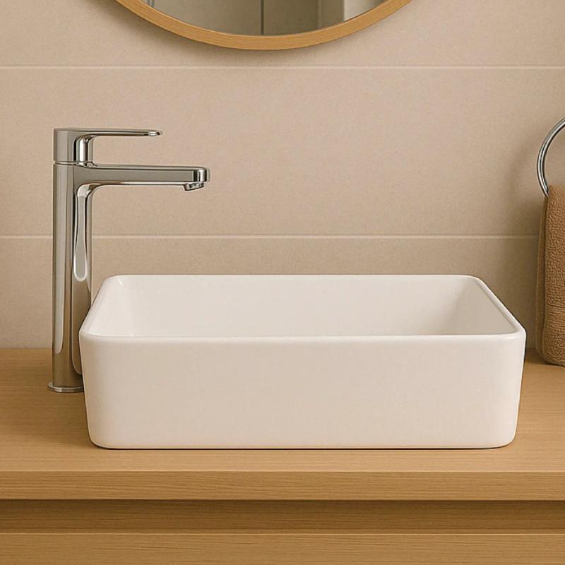 Bacha De Apoyo Rectangular Chica Ideal Moroti Blanco 10055
