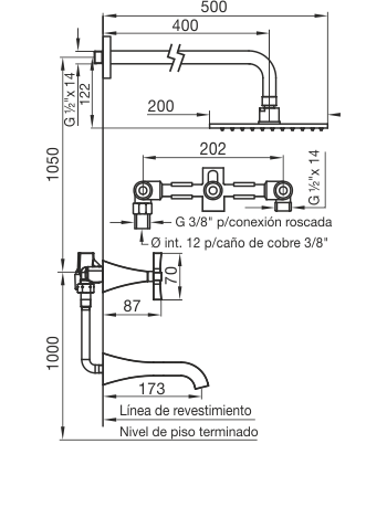 Grifería Ducha Con Transferencia Fv Urbano 0103/H3 CR Cromo