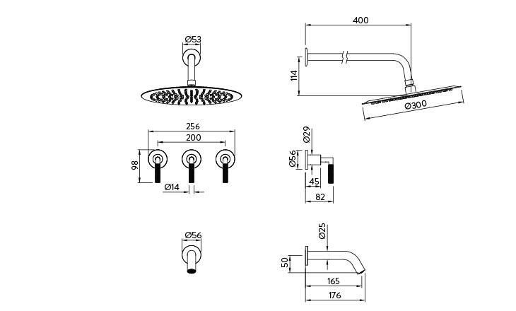 Grifería Ducha de Embutir Bicomando Peirano Beat Niquel 80-201NI