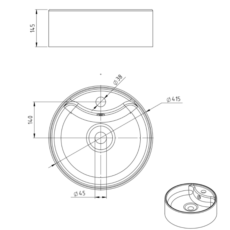 Bacha Apoyar Circular 1 Aguero Para Baño Blanco  Peirano BCH02