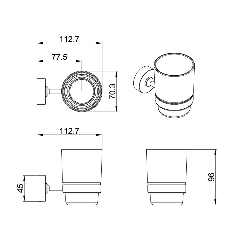 Vaso Portacepillo Peirano Stick Linea 19060 Cromo (adhesivo)