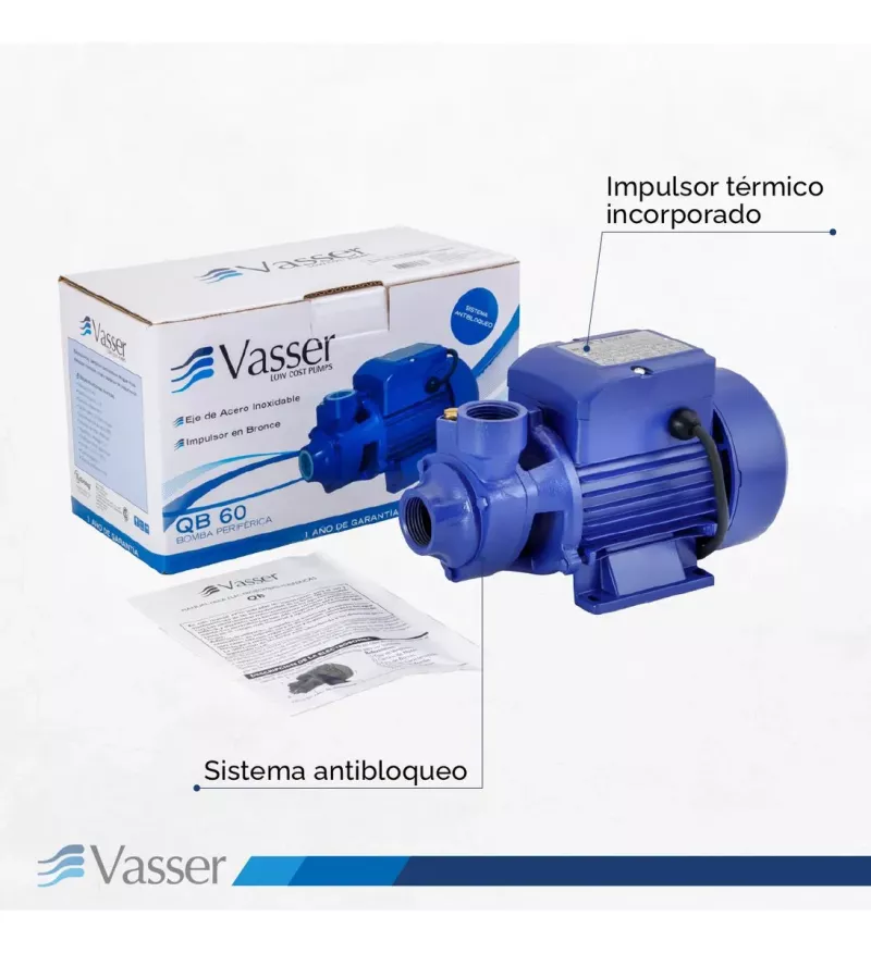 Bomba Periférica Vasser Motorarg QB60 0.5HP 26Mts
