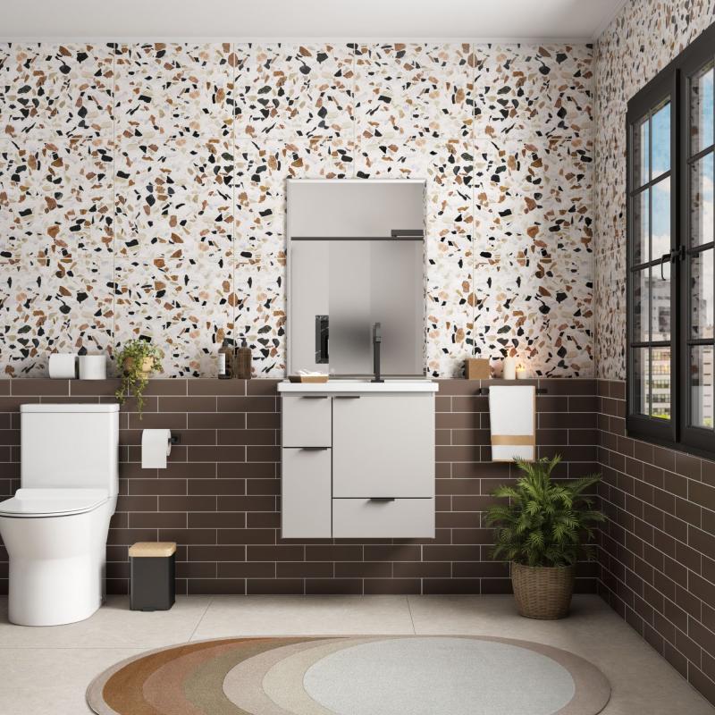 Vanitory Mueble Colgante Con Bacha Cozimax Orquidea 60