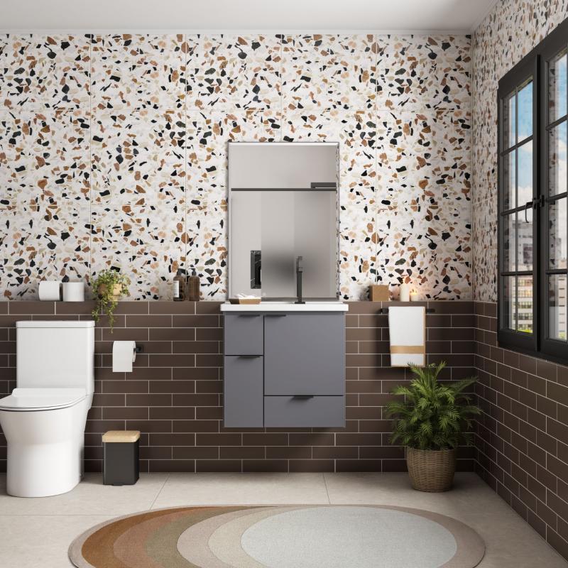 Vanitory Mueble Colgante Con Bacha Cozimax Orquidea 60