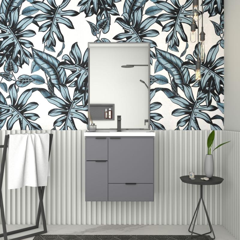 Vanitory Mueble Colgante Con Bacha Cozimax Orquidea 60