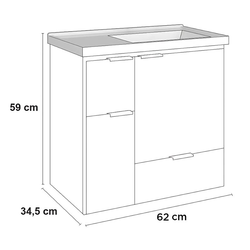 Vanitory Mueble Colgante Con Bacha Cozimax Orquidea 60