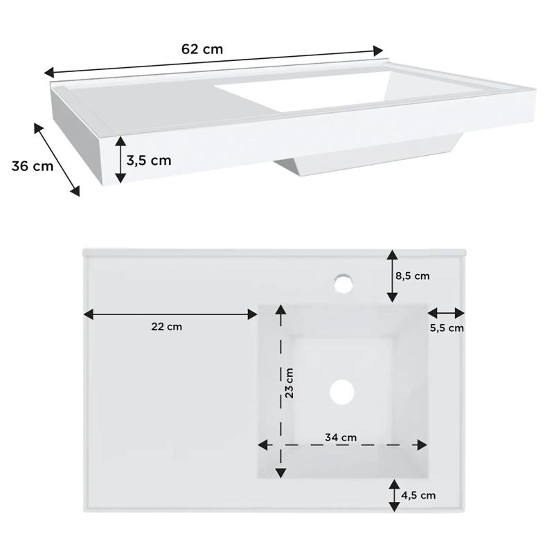 Vanitory Mueble Colgante Con Bacha Cozimax Orquidea 60