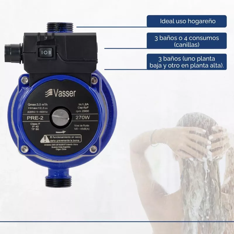 Bomba Presurizadora Vasser PRE2 hasta 3 Baños