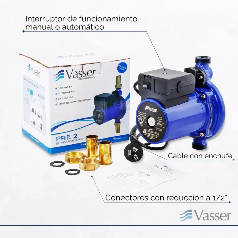 Bomba Presurizadora Vasser PRE2 hasta 3 Baños