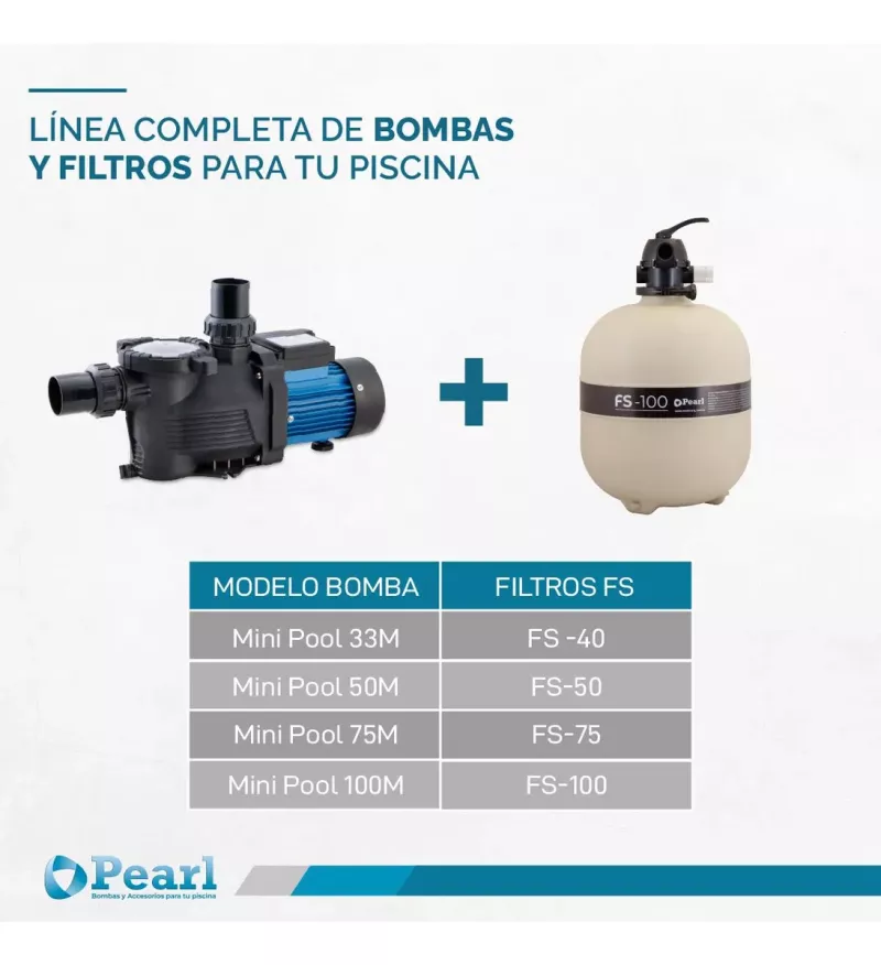 Bomba Piscina Electrobomba Autocebante Pearl Mini Pool 100m 1 Hp