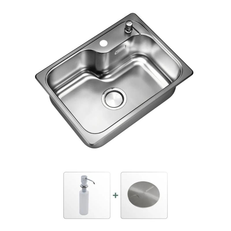 Kit Bacha De Cocina Johnson Acero Luxor Si55 + Accesorios