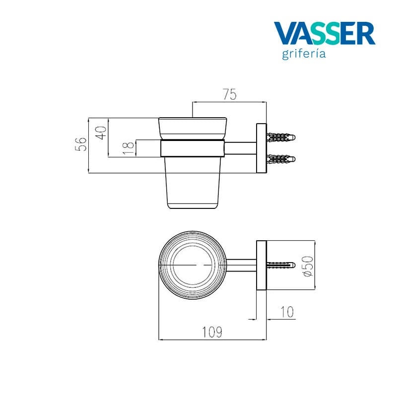 Porta Cepillos Vasser Cyrano Blanco 13/1839.BO