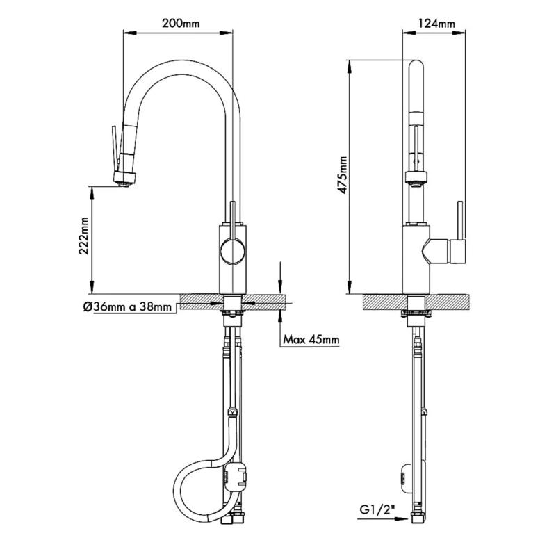 Grifería De Cocina Monocomando Fv Augusta Pro 0412/96P Cromo