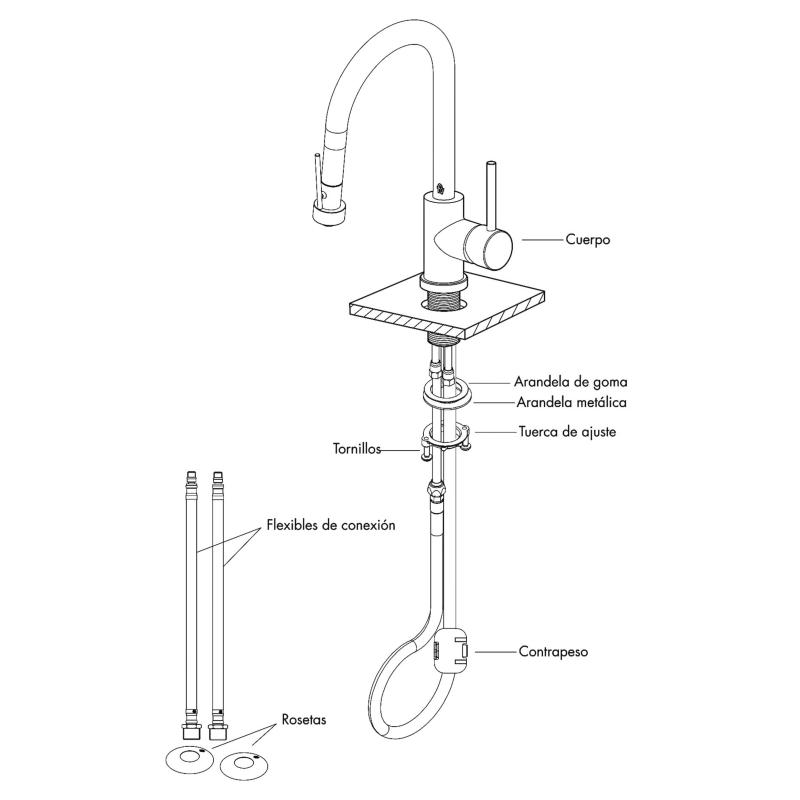 Grifería De Cocina Monocomando Fv Augusta Pro 0412/96P Cromo