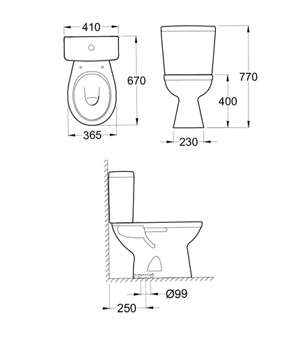 Inodoro Largo Capea Línea Italiana Blanco