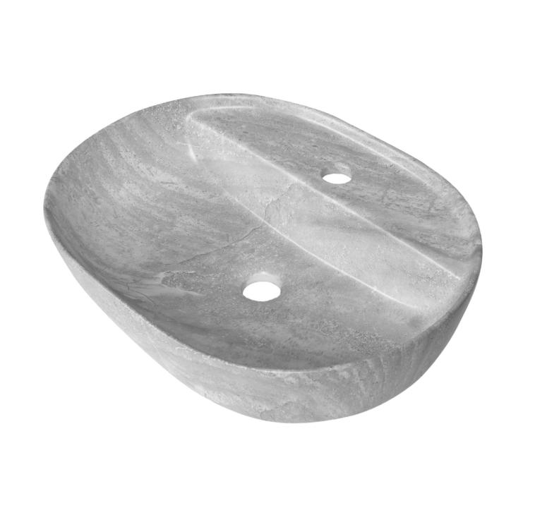 Bacha Apoyo Marmolada Ovalada con Mesada Gris Ideal 10220