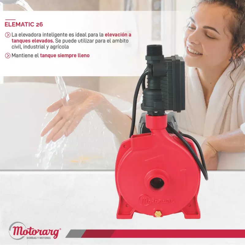 Bomba Centrífuga Inteligente Motorarg Elematic 26 0.75 HP 26 MTS