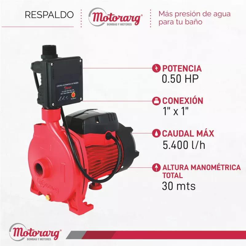 Bomba Centrífuga Inteligente Motorarg Elematic 26 0.75 HP 26 MTS