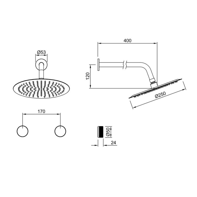 Grifería Ducha Sin Transferencia Peirano Fabric 81-100C Cromo