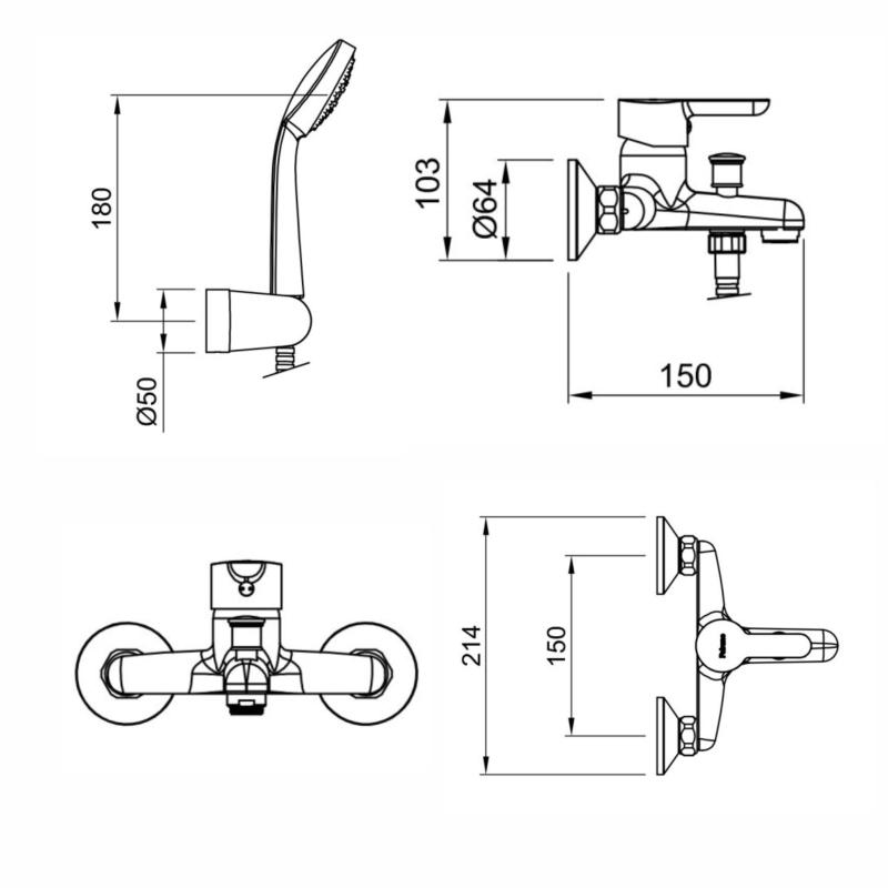 Grifería Ducha Exterior Monocomando Peirano Adra 83-203 Cromo