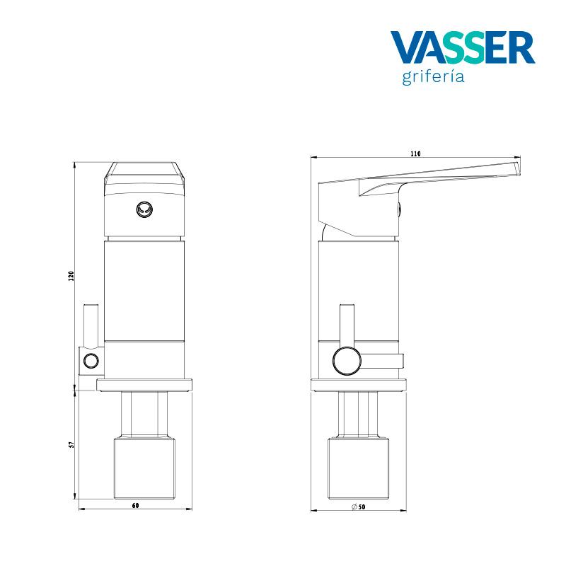 Grifería Bidet Monocomando Vasser Zafiro White 12/1032.BO