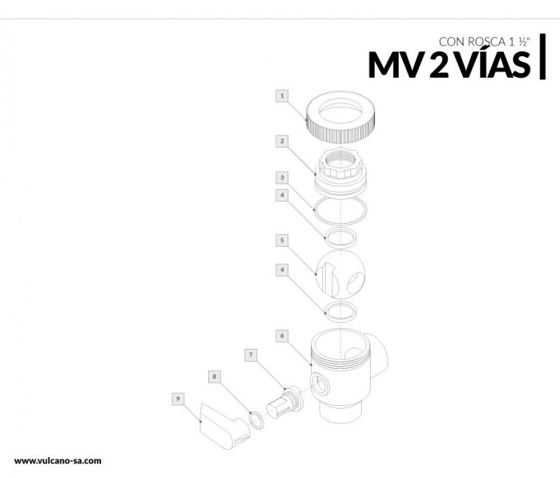 Multiválvula 2 vías para roscar 1 1/2" Vulcano Cód 135900