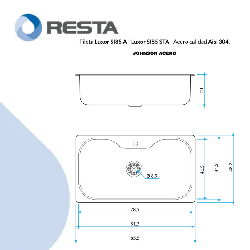 Bacha Cocina Johnson Luxor SI 85a + Dosificador Apido