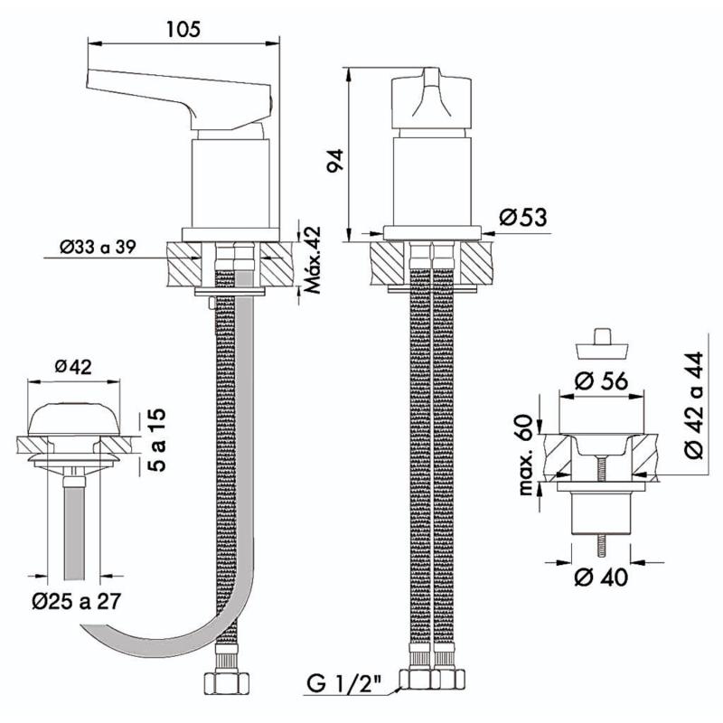 Grifería Bidet Monocomando Fv Alba 0189.01/G9 Cromo