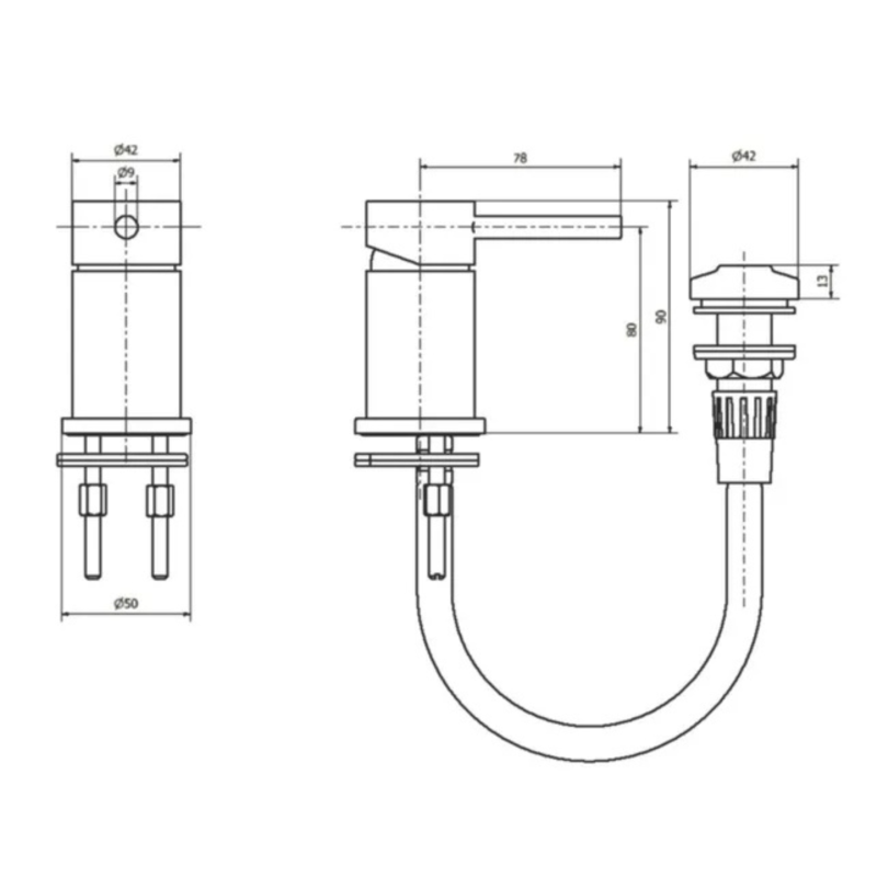 Grifería Bidet Monocomando con Transferencia Piazza Sensus 10824GF Grafito