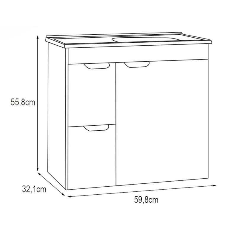 Vanitory Mueble Colgante Con Bacha Blanco Cozimax Margarida