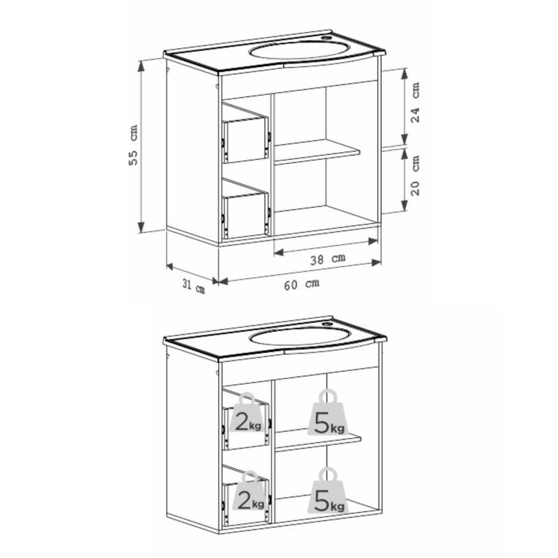 Vanitory Mueble Colgante Con Bacha Blanco Cozimax Margarida