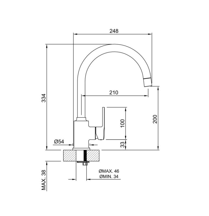 Grifería Cocina Monocomando Peirano Move 20-146 Cromo