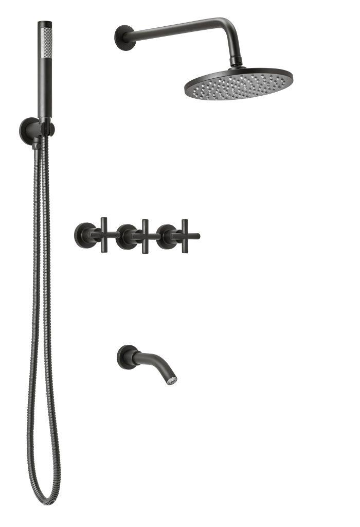 Grifería Ducha Bicomando 3 Funciones con Duchador Peirano Black Velvet 80-390