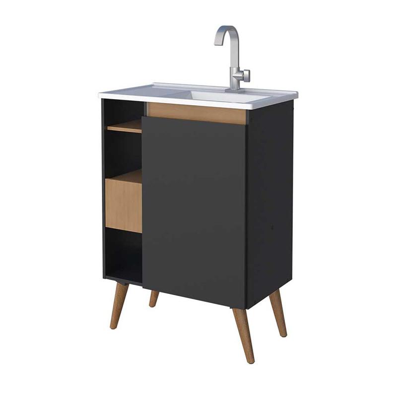 Vanitory Mueble de Pie Con Bacha Negro Cozimax Lotus 60 Z102027