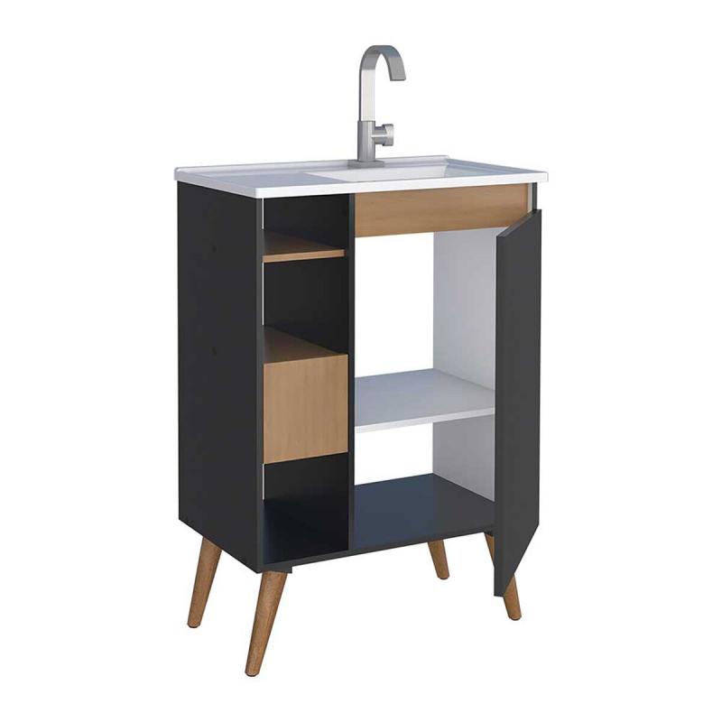 Vanitory Mueble de Pie Con Bacha Negro Cozimax Lotus 60 Z102027