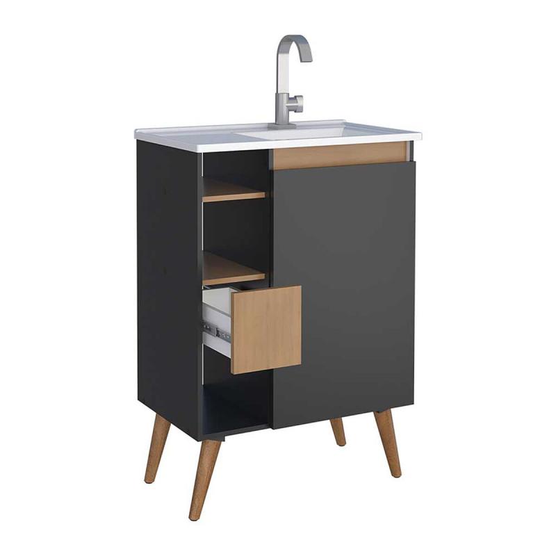 Vanitory Mueble de Pie Con Bacha Negro Cozimax Lotus 60 Z102027