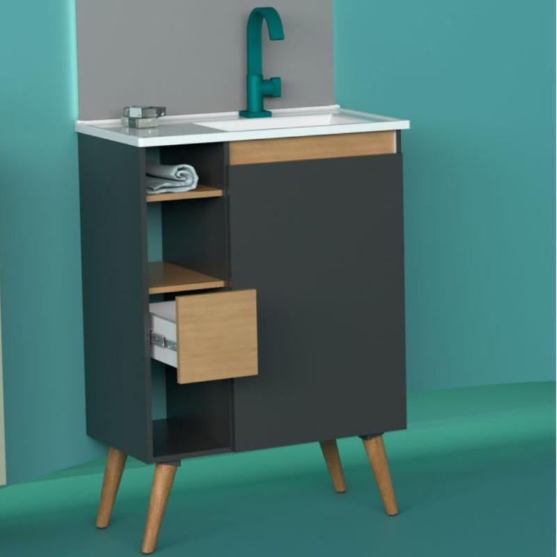 Vanitory Mueble de Pie Con Bacha Negro Cozimax Lotus 60 Z102027