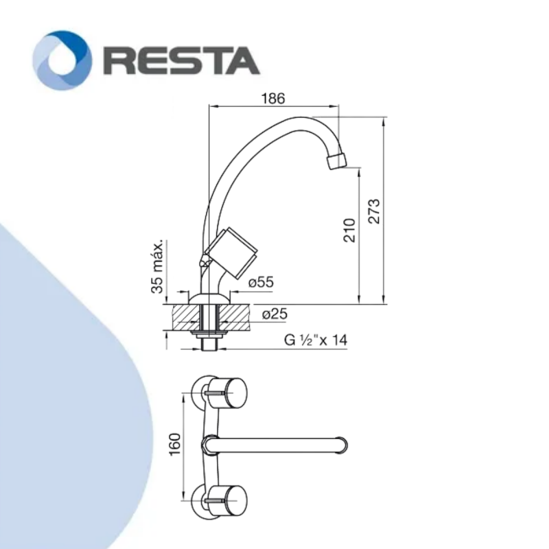 Grifo De Cocina Doble Comando Fv 17 California 0416/17 Cromo