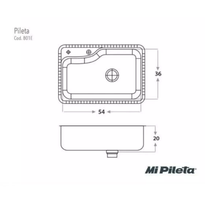 Bacha Cocina Plateado Mate Mi Pileta Amica 801E