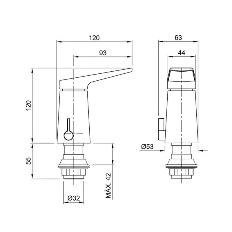 Grifería De Bidet Monocomando Peirano Linea Wave Cromo 70-168