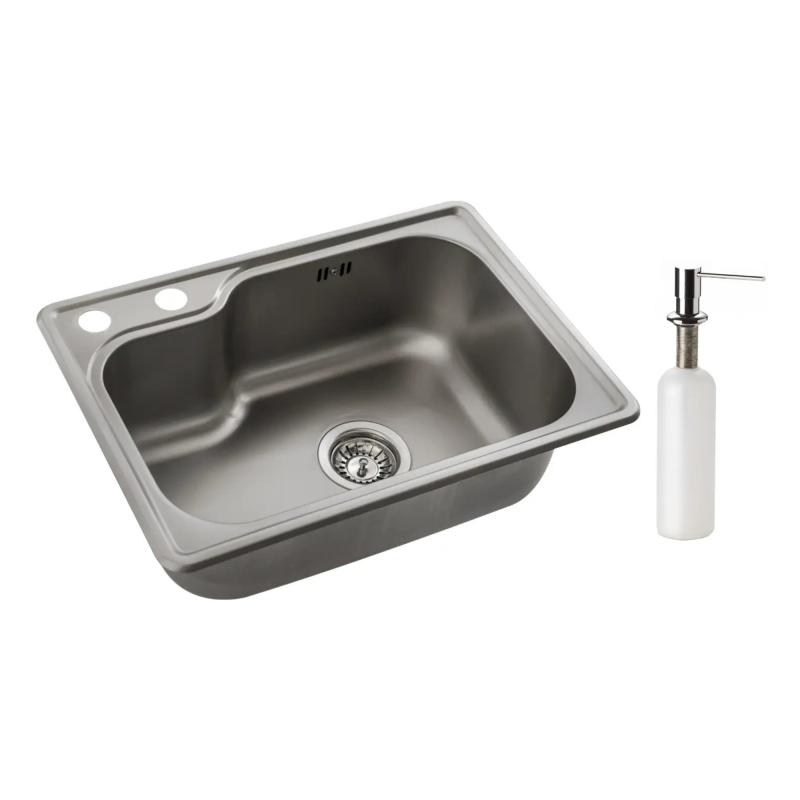 Bacha Cocina Simple Mi Pileta 801ED C/Dosificador Plateado