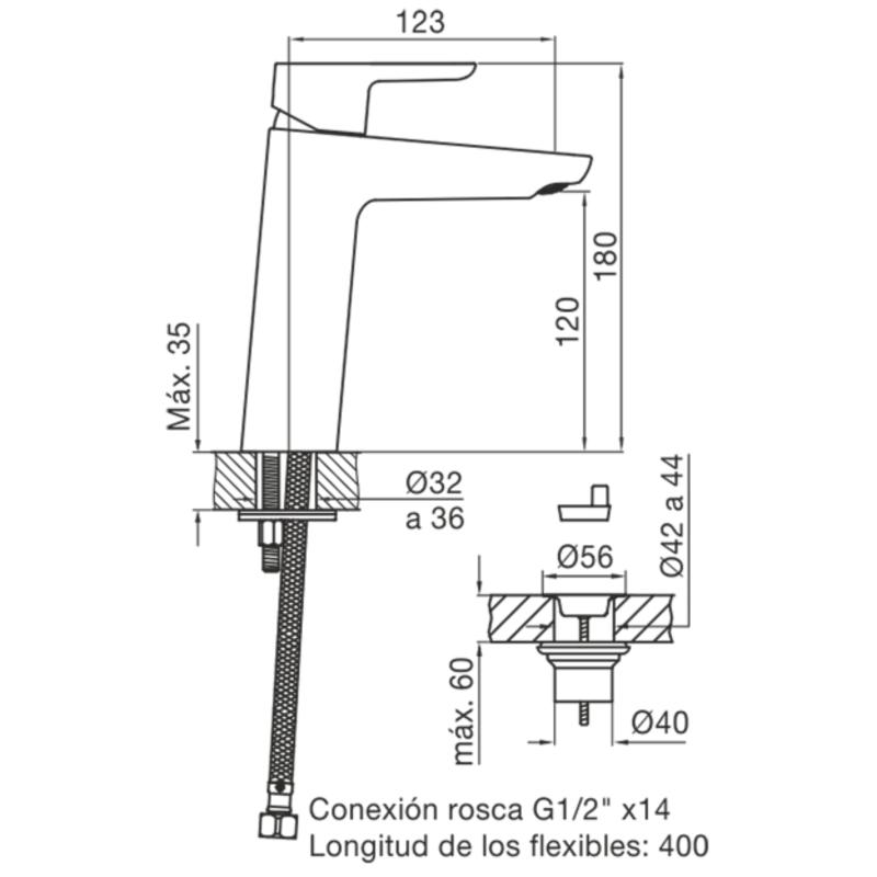 Grifería Lavatorio Monocomando Fv Puelo 181.01/B5 Cromo
