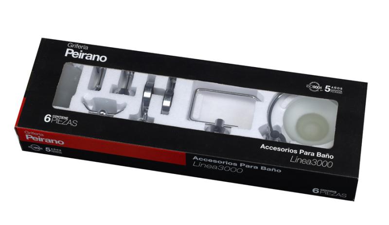 Kit De Accesorios De Baño 6 Piezas Peirano Linea 3000 Cromado (3006)
