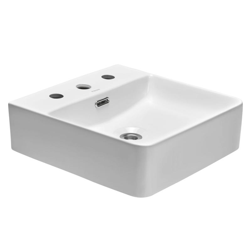 Bacha Apoyar Cuadrada 3 Agujeros Para Baño Blanco Peirano BCH04/3