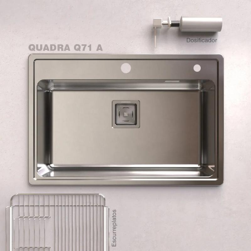 Kit Bacha Cocina Johnson Acero Quadra Max Q71 + Accesorios